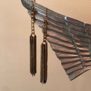 high end mixed metal long pierced earrings